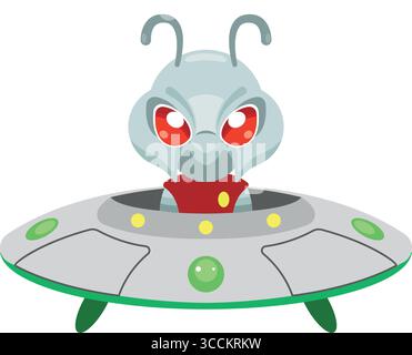 Alien in fliegenden Untertassen. Vektor Stock Vektor