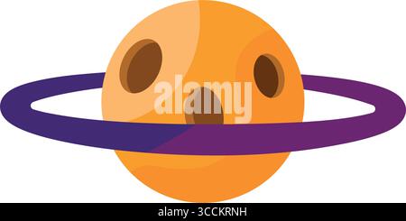 Orangefarbener Planet mit Ringen. Vektor Stock Vektor