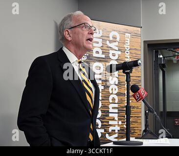 19. Januar 2024, Emporia, Kansas, USA: US-Senator Jerry Moran (R-KS) hält Hauptredner bei der Eröffnung des neuen Cybersecurity Research and Outreach Centers an der Emporia State University (Credit Image: © Mark Reinstein/ZUMA Press Wire) Stockfoto