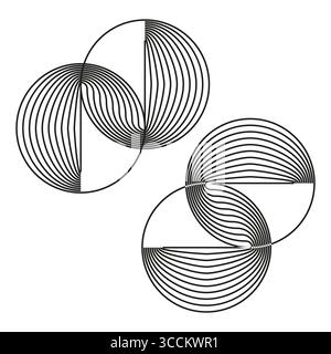Abstrakte geometrische Kreise. Segmentiertes Vektormuster. Konzentrische Linienformen. Modernes dynamisches Emblem. Stock Vektor