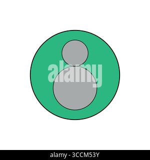 Symbol für das Benutzersymbol. Illustration des Profilavatars. Personenform Vektor. Grüner Kreis. Stock Vektor
