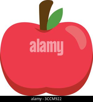 Roter Apfel mit grünem Blatt. Vektor Stock Vektor