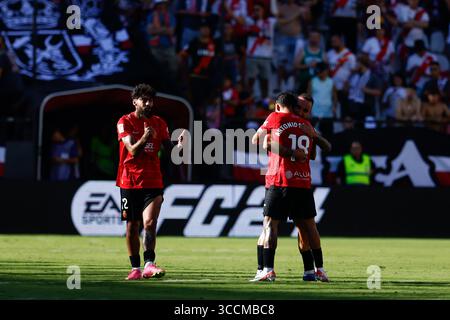 30. September 2023, MADRID, SPANIEN: Antonio Sanchez von RCD Mallorca feiert ein Tor während der spanischen Liga LaLiga EA Sports, Fußballspiel zwischen Rayo Vallecano und RCD Mallorca im Estadio de Vallecas am 30. September 2023 in Madrid. (Kreditbild: © Oscar J. Barroso/AFP7 via ZUMA Press Wire) Stockfoto
