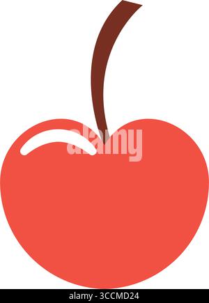 Rote Kirsche mit braunem Stiel. Vektor Stock Vektor