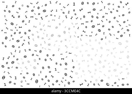 Binärer Code Null ein fließender abstrakter Hintergrund mit Zahlen und Symbolen des binären Codes. Stock Vektor