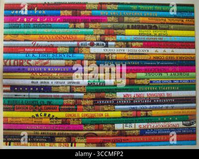 Ein fertiggestelltes Vintage-Bleistift-Puzzle mit 1000 Teilen. Stockfoto