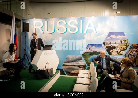 Dezember 2018 - Kattowitz, Polen - Russischer Pavillon auf der cop24 in Kattowitz (Foto: © Sadak Souici/ZUMA Press Wire) Stockfoto