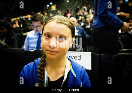 13. Dezember 2018: Kattowitz, Polen: Die 15-jährige schwedische Aktivistin Greta Thunberg auf einer cop24-Konferenz. (Bild: © Sadak Souici/ZUMA Press Wire) Stockfoto