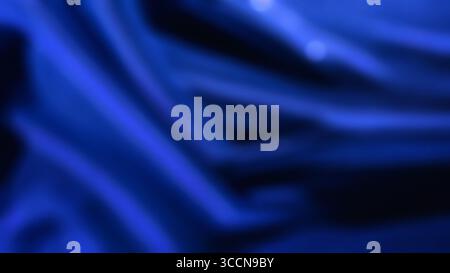 Abstrakter Hintergrund aus dunkelblauem Seidenstoff. Elegantes und weiches Material mit gewellten Falten und einer glatten Textur. Kopierbereich Stockfoto