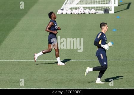 18. August 2023, VALDEBAS, MADRID, SPANIEN: Vinicius Junior während des Trainingstages von Real Madrid am 18. August 2023 im Ciudad Deportiva Real Madrid in Valdebebas, Madrid, Spanien. (Kreditbild: © Oscar J. Barroso/AFP7 via ZUMA Press Wire) Stockfoto