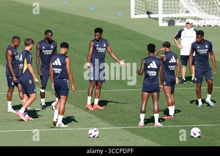 18. August 2023, VALDEBAS, MADRID, SPANIEN: Aurelien Tchouameni während des Trainingstages von Real Madrid am 18. August 2023 in Valdebebas, Madrid, Spanien. (Kreditbild: © Oscar J. Barroso/AFP7 via ZUMA Press Wire) Stockfoto
