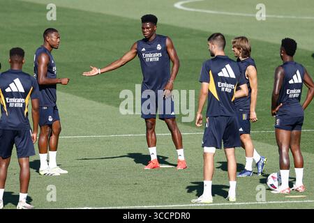 18. August 2023, VALDEBAS, MADRID, SPANIEN: Aurelien Tchouameni während des Trainingstages von Real Madrid am 18. August 2023 in Valdebebas, Madrid, Spanien. (Kreditbild: © Oscar J. Barroso/AFP7 via ZUMA Press Wire) Stockfoto