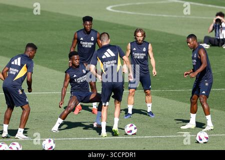 18. August 2023, VALDEBAS, MADRID, SPANIEN: Vinicius Junior während des Trainingstages von Real Madrid am 18. August 2023 im Ciudad Deportiva Real Madrid in Valdebebas, Madrid, Spanien. (Kreditbild: © Oscar J. Barroso/AFP7 via ZUMA Press Wire) Stockfoto