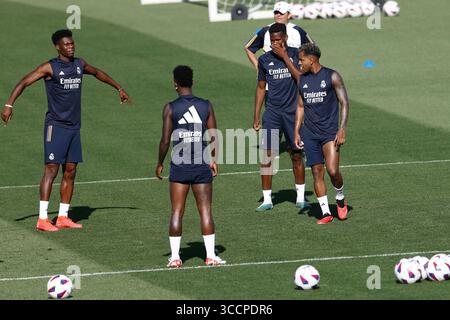 18. August 2023, VALDEBAS, MADRID, SPANIEN: Aurelien Tchouameni während des Trainingstages von Real Madrid am 18. August 2023 in Valdebebas, Madrid, Spanien. (Kreditbild: © Oscar J. Barroso/AFP7 via ZUMA Press Wire) Stockfoto