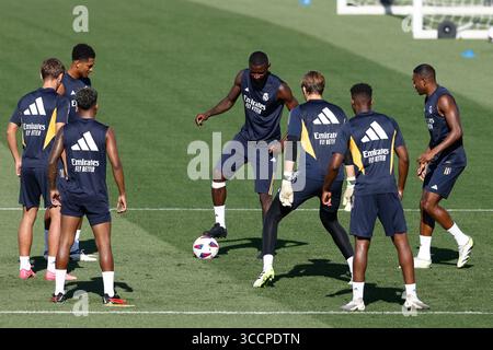 18. August 2023, VALDEBAS, MADRID, SPANIEN: Antonio Rudiger während des Trainings-Tages von Real Madrid am 18. August 2023 in Valdebebas, Madrid, Spanien. (Kreditbild: © Oscar J. Barroso/AFP7 via ZUMA Press Wire) Stockfoto
