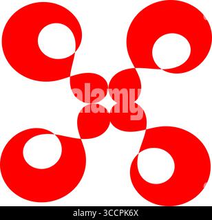 Abstrakte rote geometrische Kreise und Formen Muster auf weißem Hintergrund, modernes minimalistisches Vektordesign Stock Vektor