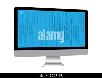 Binärcode Null eins wird auf einem modernen Computermonitor angezeigt. Stock Vektor