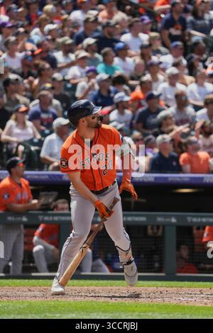 19. Juli 2023 Chas McCormick (6) trifft einen homer während des Spiels mit Houston Astros und Colorado Rockies im Coors Field in Denver Co. David Seelig/Cal Sport Medi (Bild: © David Seelig / Cal Sport Media/CSM via ZUMA Press Wire) Stockfoto