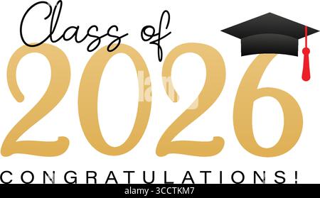 Gratulation Klasse von 2026 Zitate Typografie Hintergrund Stock Vektor
