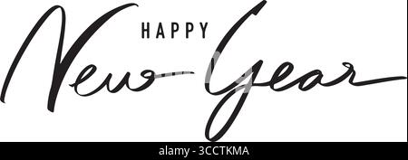 Happy New Year 2026 2027 Text Schriftart Kalligraphie Hand geschriebene Schrift Schrift Schrift Schrift schwarz Farbe Objekt Happy New Year Frohe weihnachten Xmas Event Party Happy New Year Stock Vektor