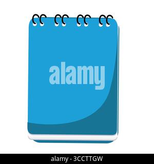 Blauer spiralförmiger Notizblock mit schwarzen Ringen auf weißem Hintergrund Stock Vektor