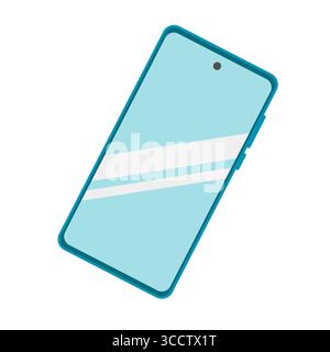 Modernes Smartphone mit blauem Rahmen und minimalistischem Design auf weißem Hintergrund Stock Vektor