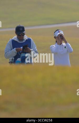22. Oktober 2022, WONJU, GAMGWON, SÜDKOREA: 22. Oktober 2022-Wonju, Südkorea-Yeaeun Hong von Südkorea Action auf dem 9. Grün während einer BMW LADIES CHAMPIONSHIP 2022 Runde 3 im Oak Valley Golf Club in Wonju, Südkorea. (Bild: © Ryu Seung-Il/ZUMA Press Wire) Stockfoto
