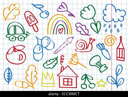 Kritzeleien Und Handgezeichnete Herzen Mit Marker In Vektor-Eps Stock Vektor
