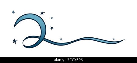 Das Mond und das blaue Wellensymbol. Stock Vektor