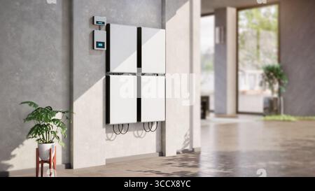 3D-Rendering-Batteriespeichersystem für den privaten Gebrauch Stockfoto