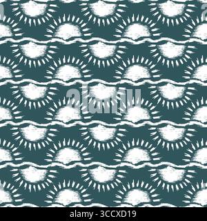 Der nahtlose blaue abstrakte Hintergrund mit Meer und Sonne. Stock Vektor