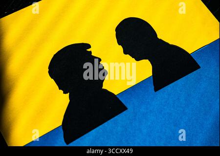 WIEN, ÖSTERREICH, 12. AUGUST 2025: Gipfeltreffen von Donald Trump und Wladimir Putin über den Ukraine-Krieg nach der russischen Invasion, Suche nach Frieden in bilateralen Gesprächen – Sto Stockfoto