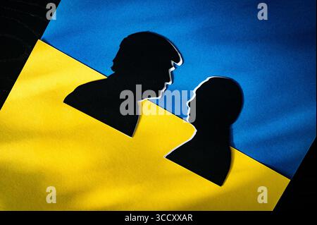 WIEN, ÖSTERREICH, 12. AUGUST 2025: Donald Trump und Wladimir Putin diskutieren auf dem Ukraine-Kriegsgipfel über Friedensabkommen nach Russlands Großangriff – Stock Stockfoto