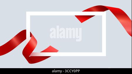 Weißer Rahmen mit rotem Band. Vektorabbildung Stock Vektor