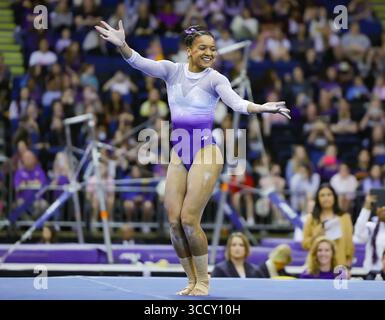 3. März 2023: Haleigh Bryant der LSU tritt an der Bodenübung während der LSU Podium Challenge an. Collegiate Woman's Gymnastics Meeting im River Center in Baton Rouge, LA. Kyle Okita/CSM (Foto: © Kyle Okita/CSM via ZUMA Press Wire) Stockfoto