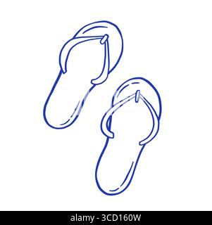 Handzeichnung Hausschuhe Vektor-Illustration. Flipflops-Doodle-Symbol Stock Vektor