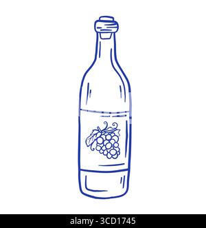 Handzeichnung Doodle Weinflasche Vektor Illustration. Stock Vektor