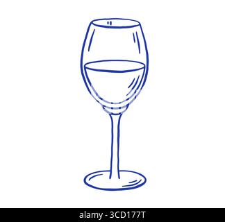 Hand zeichnen Wein Glas Vektor Illustration. Symbol für Alkoholgetränke Stock Vektor