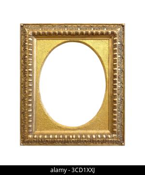 Antiker goldener Bilderrahmen isoliert auf weißem Hintergrund mit Beschneidungspfad Stockfoto
