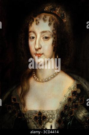 Königin Henriette Maria 1609-69 von Peter Lely 1618–1680 Niederländisches Museum Chantilly, Frankreich, Französisch, Königin Henrietta Maria (1609–1669) war die Königin von England, Schottland und Irland als Ehefrau von König Karl I. Sie war eine französische Prinzessin, Tochter von König Heinrich IV. Von Frankreich und Marie de’ Medici. Sir Peter Lely war ein Maler niederländischer Herkunft, dessen Karriere fast ausschließlich in England verbrachte, wo er zum dominierenden Porträtmaler am Hof wurde. Er wurde ein eingebürgertes britisches Subjekt und wurde 1679 zum Ritter geschlagen. Stockfoto