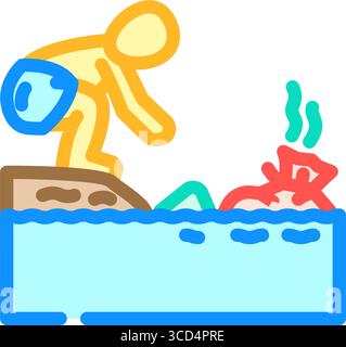 Kinder verunreinigte Teich Farbe Symbol Vektor Illustration Stock Vektor