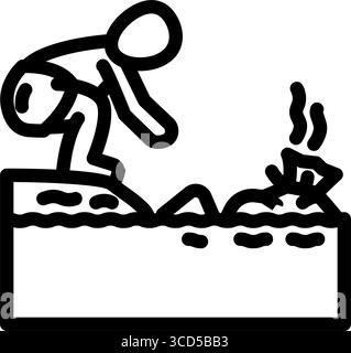 Kinder verunreinigte Teichlinie Symbol Vektor Illustration Stock Vektor