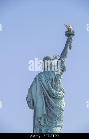 Hinter der Freiheitsstatue in den Vereinigten Staaten in der Nähe von New York City Stockfoto