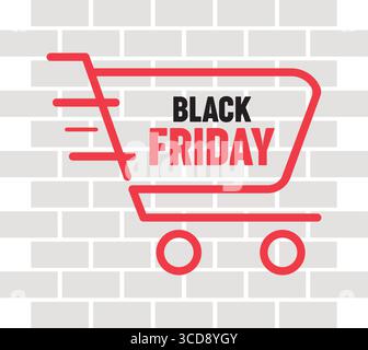 Black Friday Warenkorb schnell. Vektor Stock Vektor
