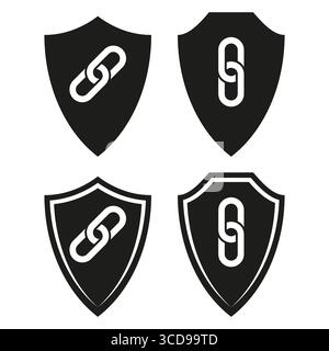 Symbole für Kettenglieder der Schutzvorrichtung. Sicherheitssymbol. Vertrauen und Sicherheit Vektor. Illustration des Datenschutzkonzepts. Stock Vektor
