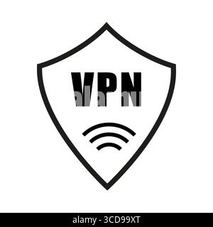 VPN-Shield-Symbol. Sicherer Netzwerkzugriff. Virtueller Privater Netzwerkvektor. Datenschutzsymbol. Stock Vektor