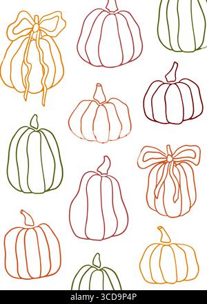 Handgezeichnetes Vektorplakat für Herbstkürbisse Stock Vektor