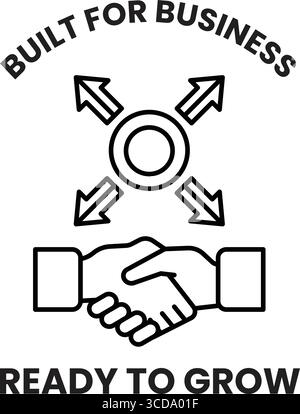 Ein Logo für ein Unternehmen, das bereit ist, zu wachsen. Das Logo zeigt zwei Hände, die eine Partnerschaft oder Vereinbarung symbolisieren. Das Logo ist schwarz und W Stock Vektor