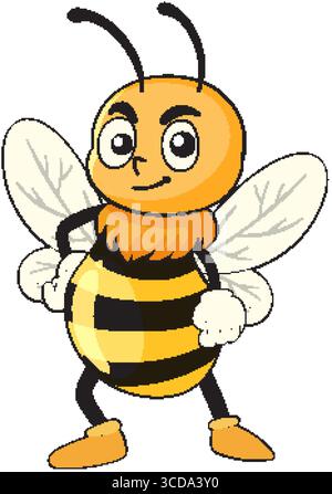 Vektor-Illustration einer lächelnden Biene in einer selbstbewussten Haltung. Leuchtende Farben, kräftige Linien und verspielter Stil unterstreichen seinen Charme Stock Vektor