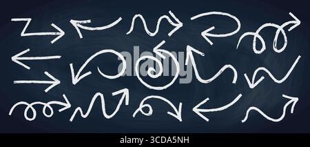 Kreide oder Kohle rustikale schmutzige Grunge Doodle Linie Pfeil Vektor Illustration Set. Stock Vektor